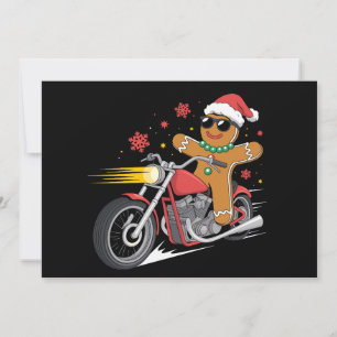 Convite Homem de Biscoito de Natal Motocicleta Motoqueiro