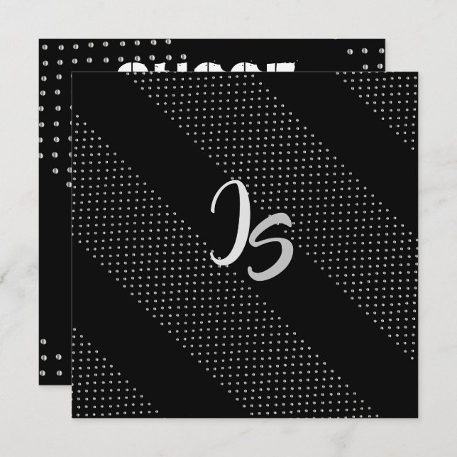 Convite Homem de Negócios Bem Sucedido Monograma de Prata  (Frente/Verso)