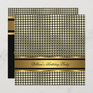Convite Homem Elegante de Festas de aniversário Douradas