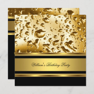 Convite Homem Elegante de Festas de aniversário Douradas