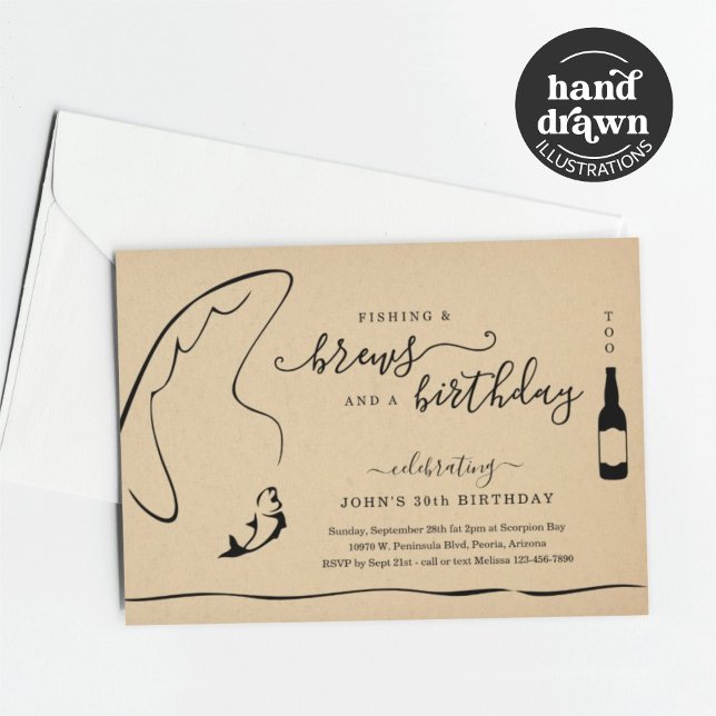 Convite Homem Engraçado Pesca e Festa de Aposentação de An (Criador carregado)