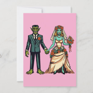 Convite Homem Monstro & Mulher Monstro Noiva E Noivo Arte