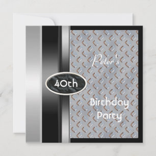 Convite Homem Prata Metal 40º Aniversário Bronze