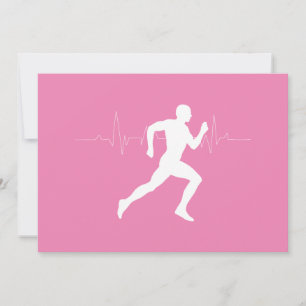 Convite Homem Runners Silhouette em Fundo Rosa