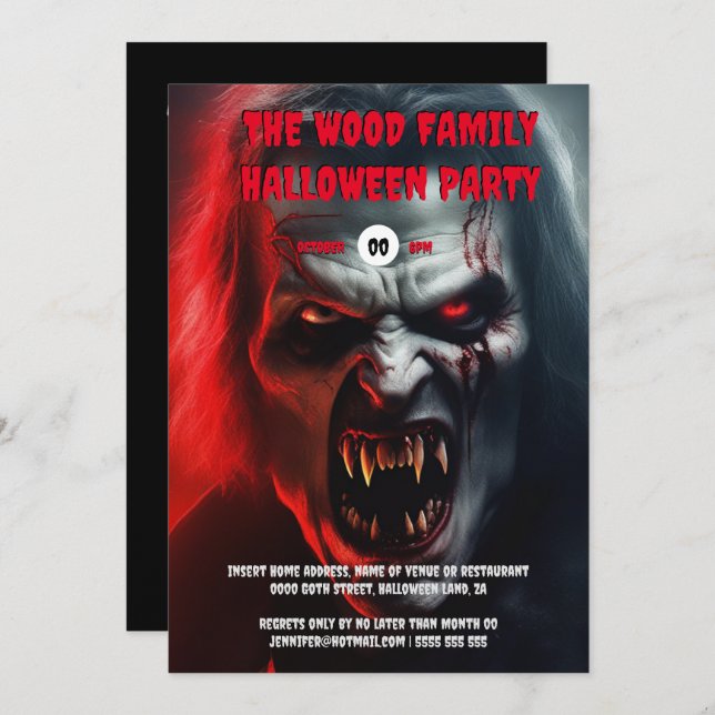 Convite Homem-vampiro adultos santificados (Frente/Verso)