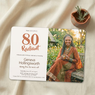 Convite Homenagem Fotográfica de 80 Anos Boho Chic Terroso