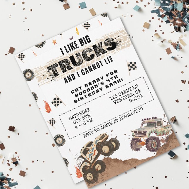 Convite Homens de Caminhão Engraçados Personalizáveis (Criador carregado)