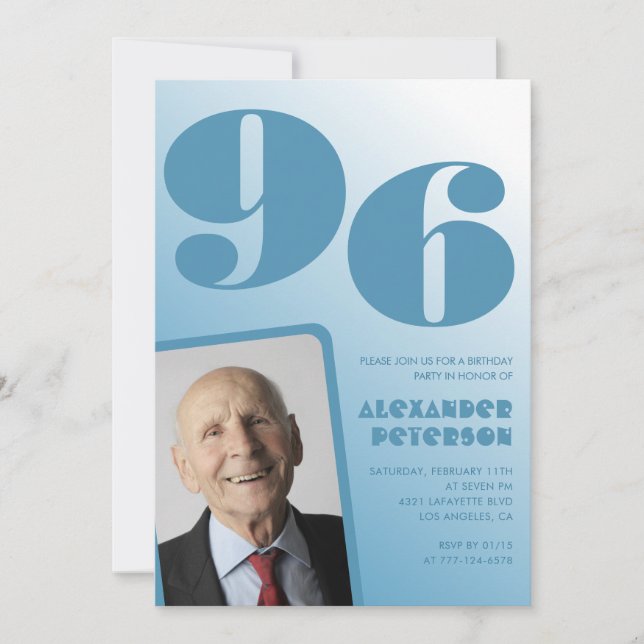 Convite Homens de Fotografia com Gradiente Azul Retroativo (Frente)