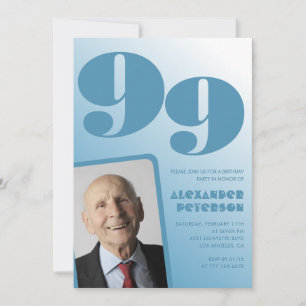 Convite Homens de Fotografia com Gradiente Azul Retroativo