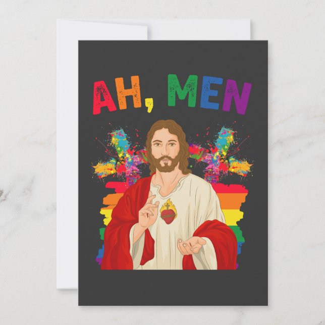 Convite Homens Engraçados LGBT Orgulho gay Jesus Cristão (Frente)