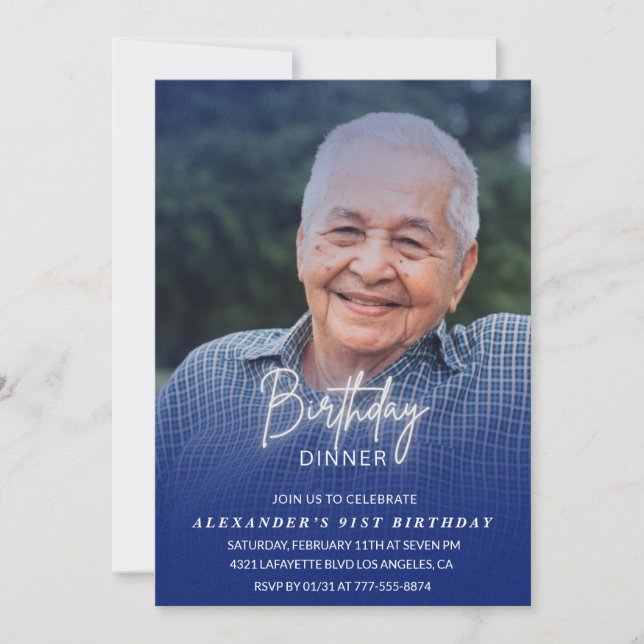 Convite Homens Jantam Marinho azul 91 anos rua (Frente)