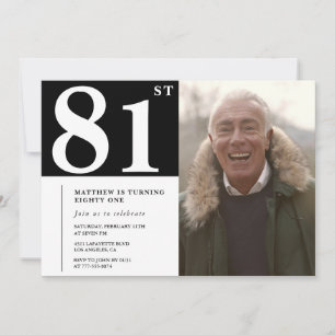 Convite Homens Preto e Branco no 81º aniversário