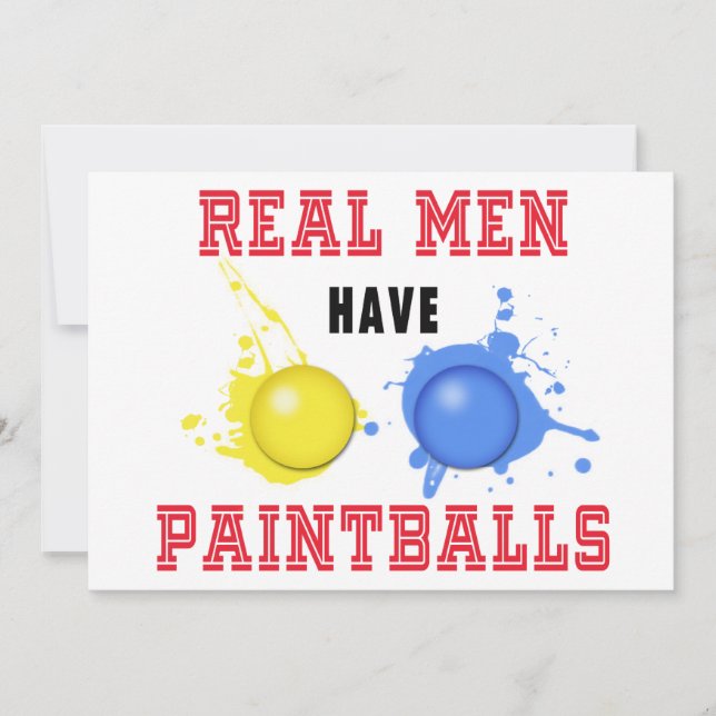 Convite Homens Reais Têm Bolas De Pintura (Frente)