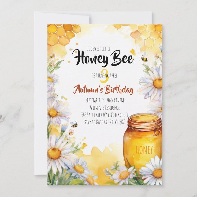 Convite Honey Bee Birthday (Frente)