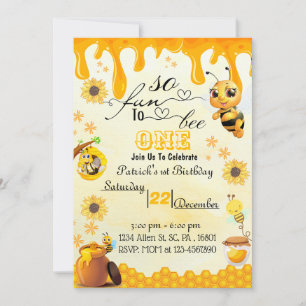 Convite Honeybee 1st Birthday  Invitation for Boy