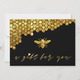 Convite honeycomb faux gold glitter certificado de present