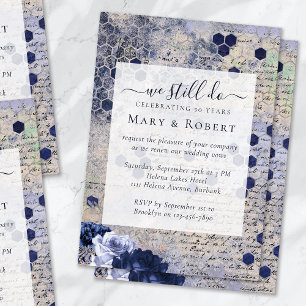 Convite Honeycomb Floral Ainda Fazemos Vow Renewal 50th