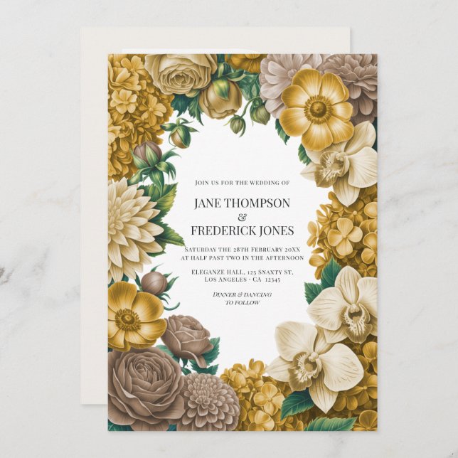 Convite Honeycomb, Wheat & Warm Taupe Wedding (Frente/Verso)