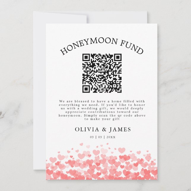Convite Honeymoon Fund QR Code Sign, Wedding Honeymoon (Frente)