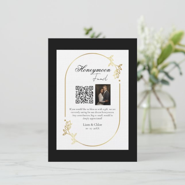 Convite Honeymoon Fund QR Code Sign Wedding Honeymoon (Em pé/Frente)
