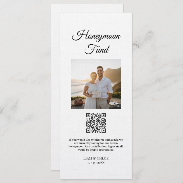 Convite Honeymoon Fund QR Code Sign Wedding Honeymoon (Frente/Verso)