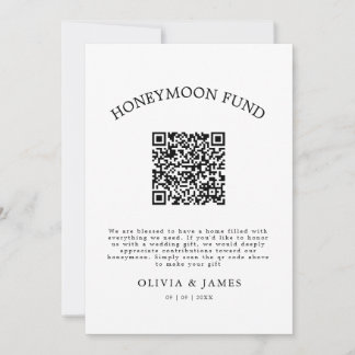 Convite Honeymoon Fund QR Code Sign, Wedding Honeymoon