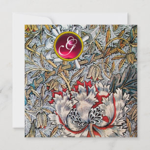 Convite HONEYSUCKLE Red Ruby Monograma Dourado Metálico