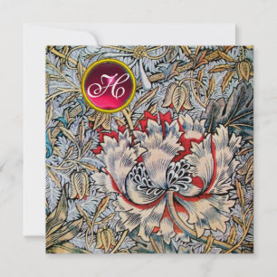 Convite HONEYSUCKLE Vermelho Rubi Monograma Metálico