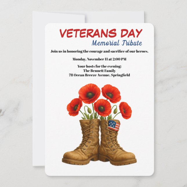 Convite Honoring Heroes | Veterans Day Tribute (Frente)