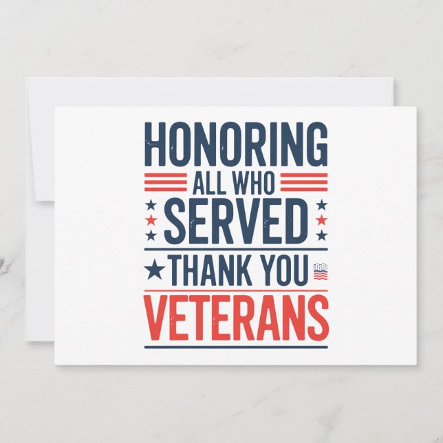 Convite Honrando Todos Que Serviram Obrigado Dia dos Veter (Frente)