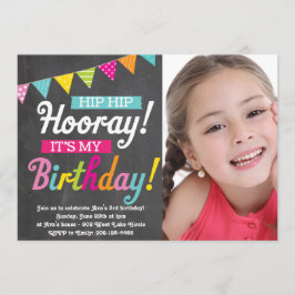 Convite Hooray It's My Birthday (Convite para fotos)