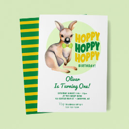Convite Hoppy Birthday Kangaroo primeiro aniversario