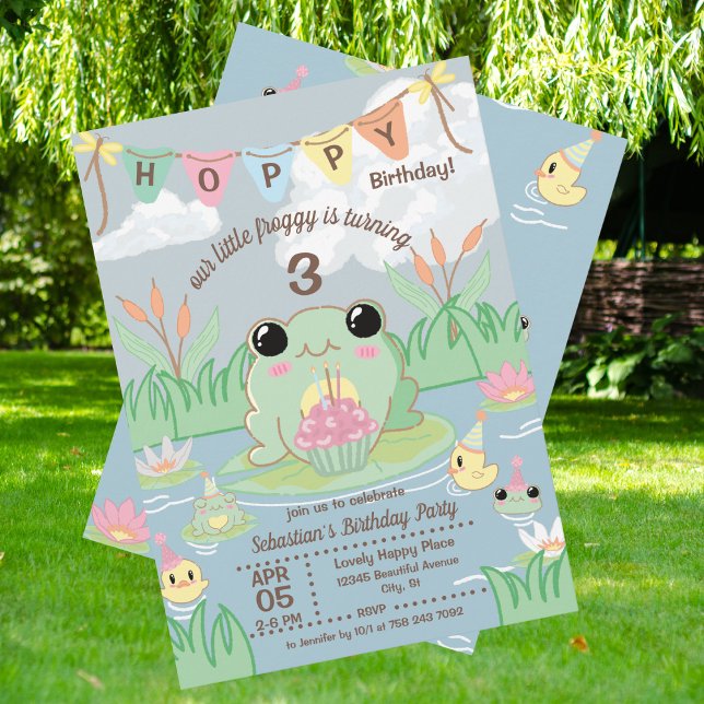 Convite Hoppy Birthday Kids Party Invitation (Criador carregado)