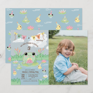 Convite Hoppy Birthday Kids Photo Party Invitation