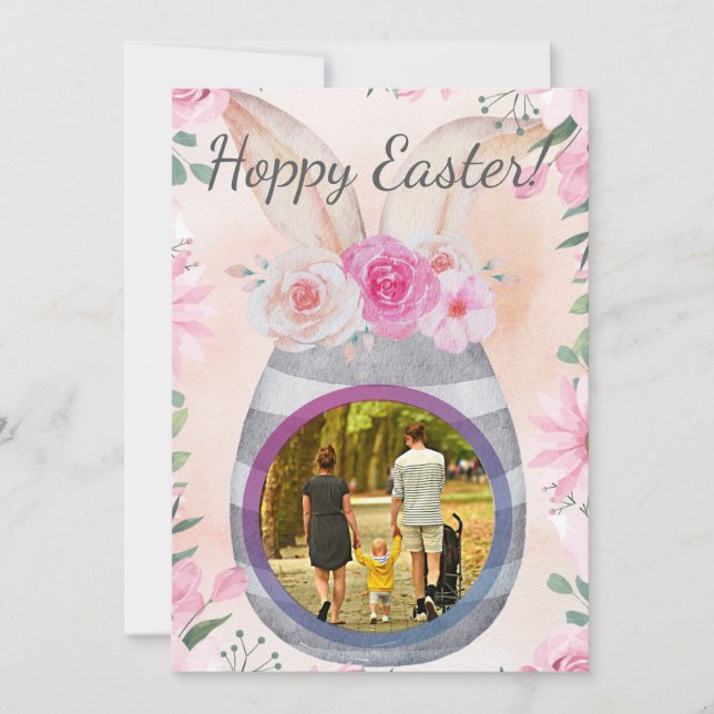 Convite Hoppy Easter photo in grey egg (Frente)