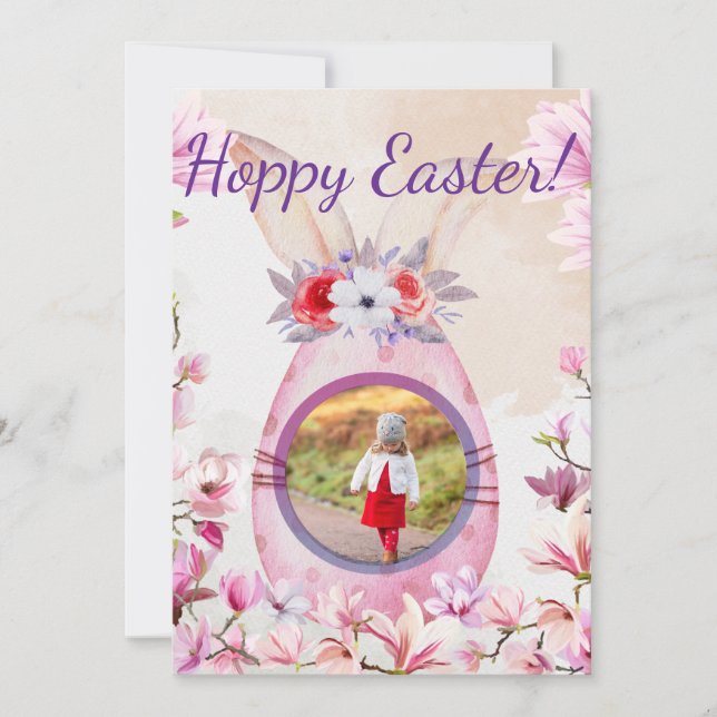 Convite Hoppy Easter pink egg photo (Frente)