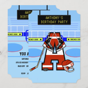 Convite Hóquei inicial de gelo personalizado