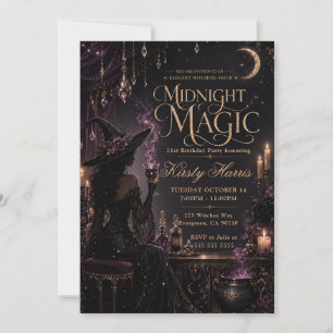 Convite Hora da Bruxaria Magia da Meia-Noite Aniversário d