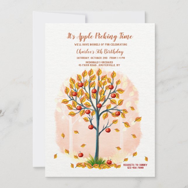 Convite Hora da Colheita de Maçãs (Frente)