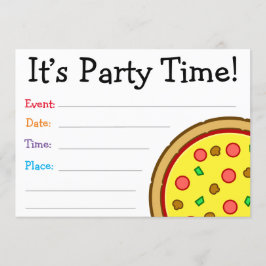 Convite Hora da Festa! Aniversário da Pizza Ilustrada