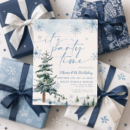 Convite Hora da festa do inverno, aniversário azul de inve