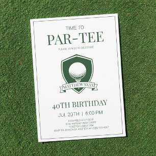 Convite Hora da Festa no Par-Tee Green Golf de 40 Anos