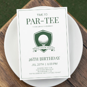 Convite Hora da Festa Par-Tee Green Golf de 26 Anos