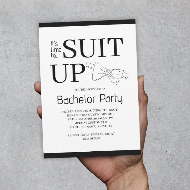 Convite Hora De Atender À Festa De Despedida De Solteiro D (Time To Suit Up Custom Men Bachelor Party Invitation
)