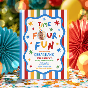 Convite Hora de Diversão Festa de Aniversário de 4 Anos do