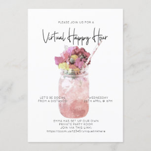 Convite Hora de Felicidade da Distância Social do Cocktail