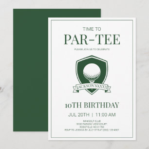 Convite Hora de Par-Tee de Golfe Festa de 10 Anos