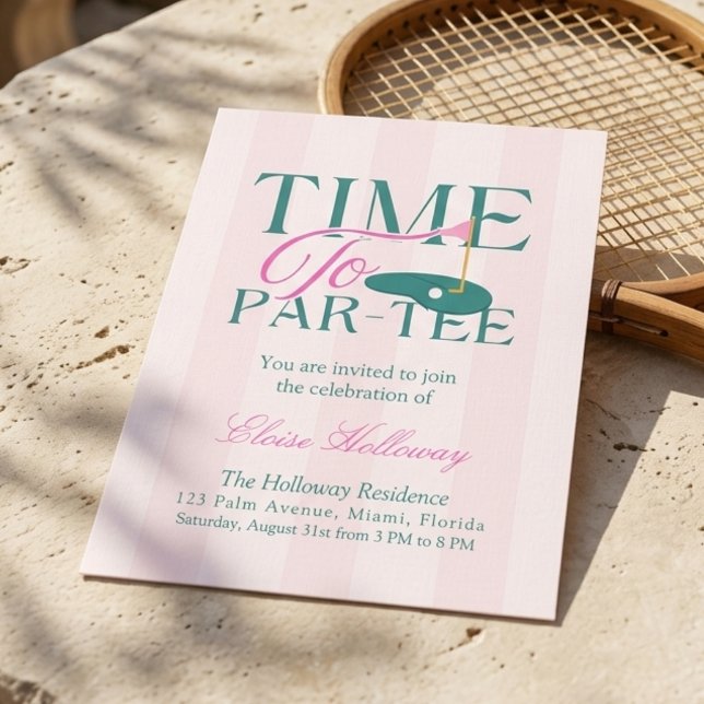 Convite Hora de se Divertir no Tema de Golfe (Time to Party Fun Golf Theme Party Invitation)