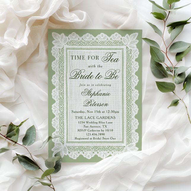 Convite Hora do Chá Chá de Noiva com Renda (Criador carregado)
