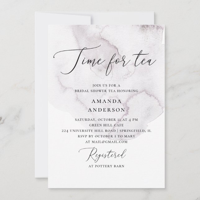 Convite Hora do chá. Chá de panela de água roxa (Frente)